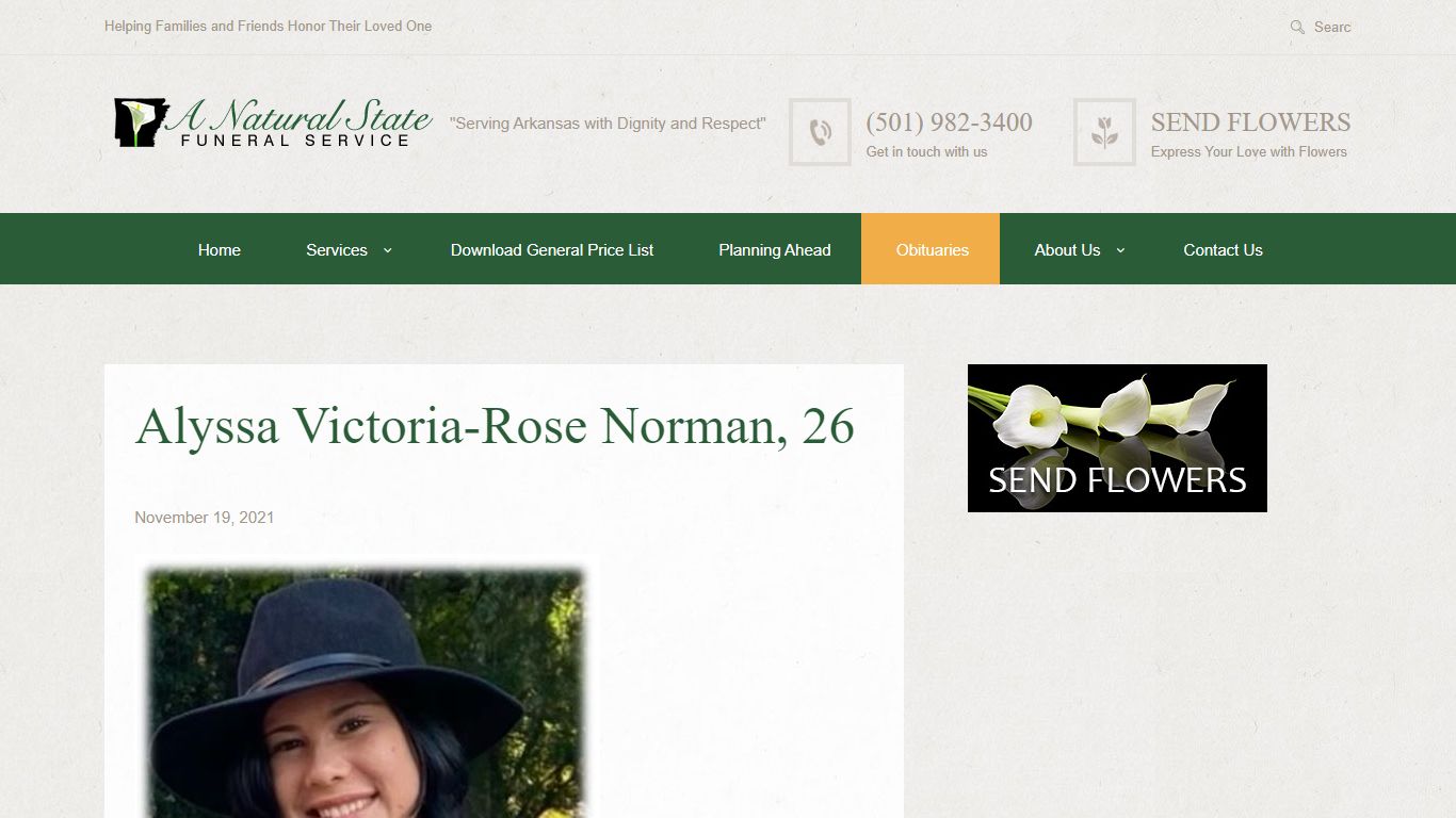 Alyssa Victoria-Rose Norman, 26 - A Natural State Funeral Service